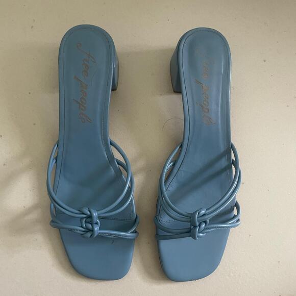 Free People Double Straps Slip On Slide Sandals Blue Size 9 - Picture 4 of 11